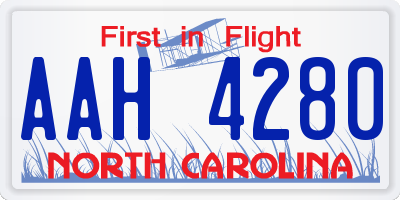 NC license plate AAH4280