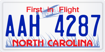 NC license plate AAH4287