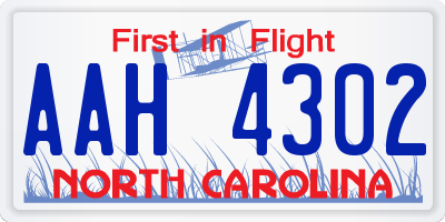 NC license plate AAH4302