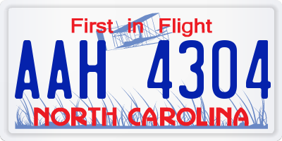 NC license plate AAH4304
