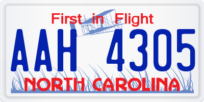 NC license plate AAH4305