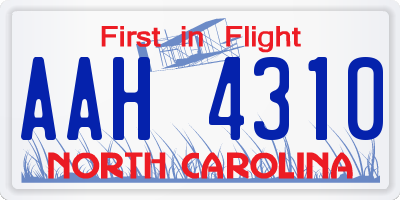 NC license plate AAH4310