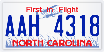 NC license plate AAH4318