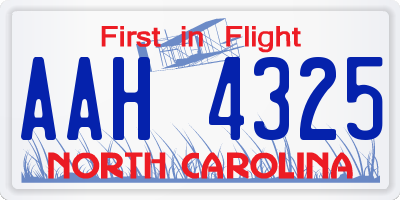 NC license plate AAH4325