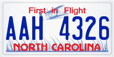 NC license plate AAH4326