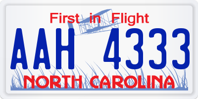 NC license plate AAH4333