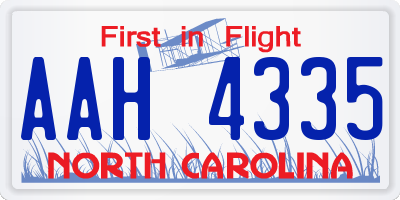 NC license plate AAH4335