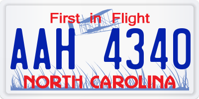 NC license plate AAH4340