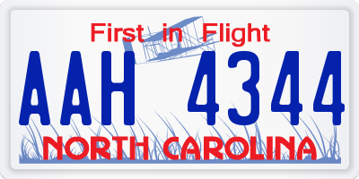 NC license plate AAH4344