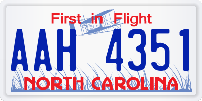 NC license plate AAH4351