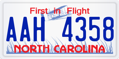 NC license plate AAH4358