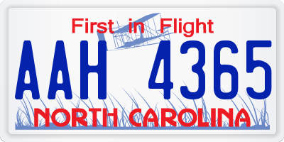 NC license plate AAH4365
