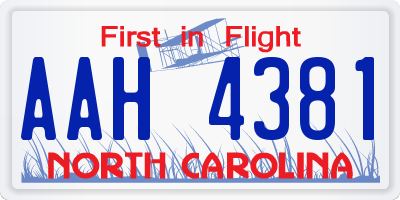 NC license plate AAH4381