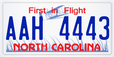 NC license plate AAH4443