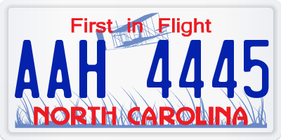 NC license plate AAH4445