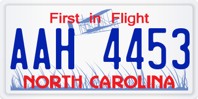 NC license plate AAH4453