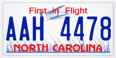NC license plate AAH4478