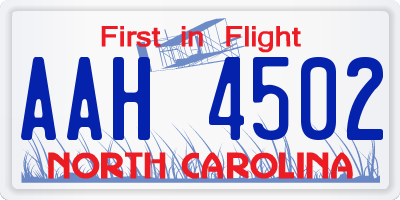 NC license plate AAH4502