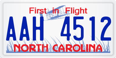 NC license plate AAH4512