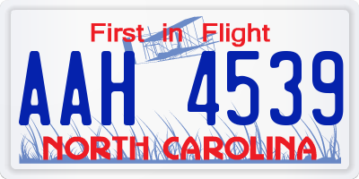 NC license plate AAH4539