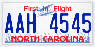 NC license plate AAH4545