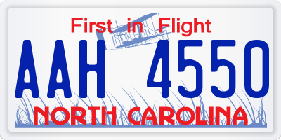 NC license plate AAH4550