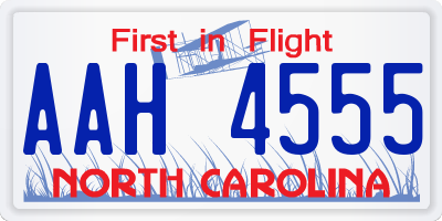 NC license plate AAH4555