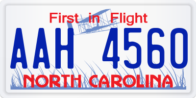 NC license plate AAH4560