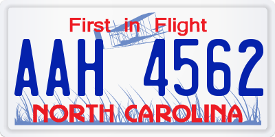 NC license plate AAH4562