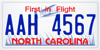 NC license plate AAH4567