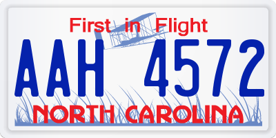 NC license plate AAH4572