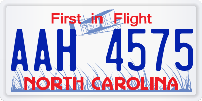 NC license plate AAH4575