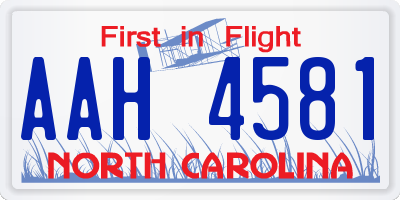 NC license plate AAH4581