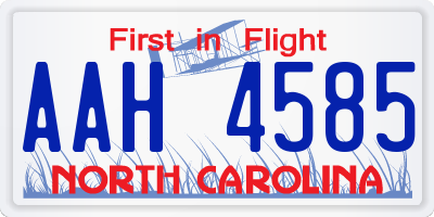 NC license plate AAH4585
