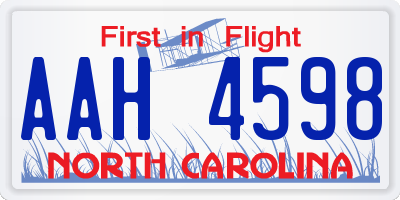 NC license plate AAH4598