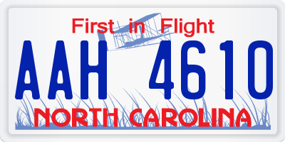 NC license plate AAH4610