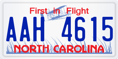 NC license plate AAH4615