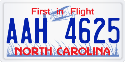 NC license plate AAH4625