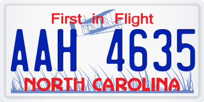 NC license plate AAH4635