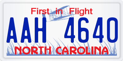 NC license plate AAH4640