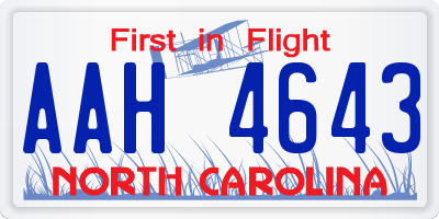NC license plate AAH4643