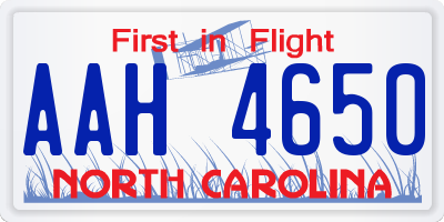 NC license plate AAH4650