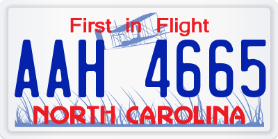 NC license plate AAH4665