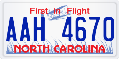 NC license plate AAH4670