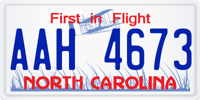 NC license plate AAH4673