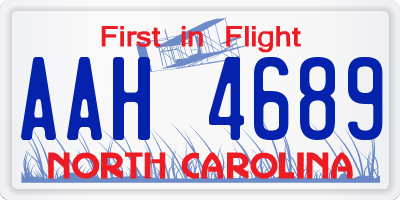 NC license plate AAH4689