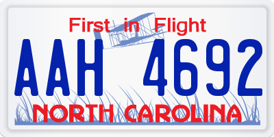 NC license plate AAH4692