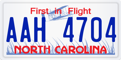 NC license plate AAH4704