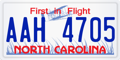NC license plate AAH4705