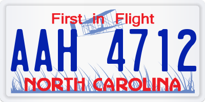 NC license plate AAH4712